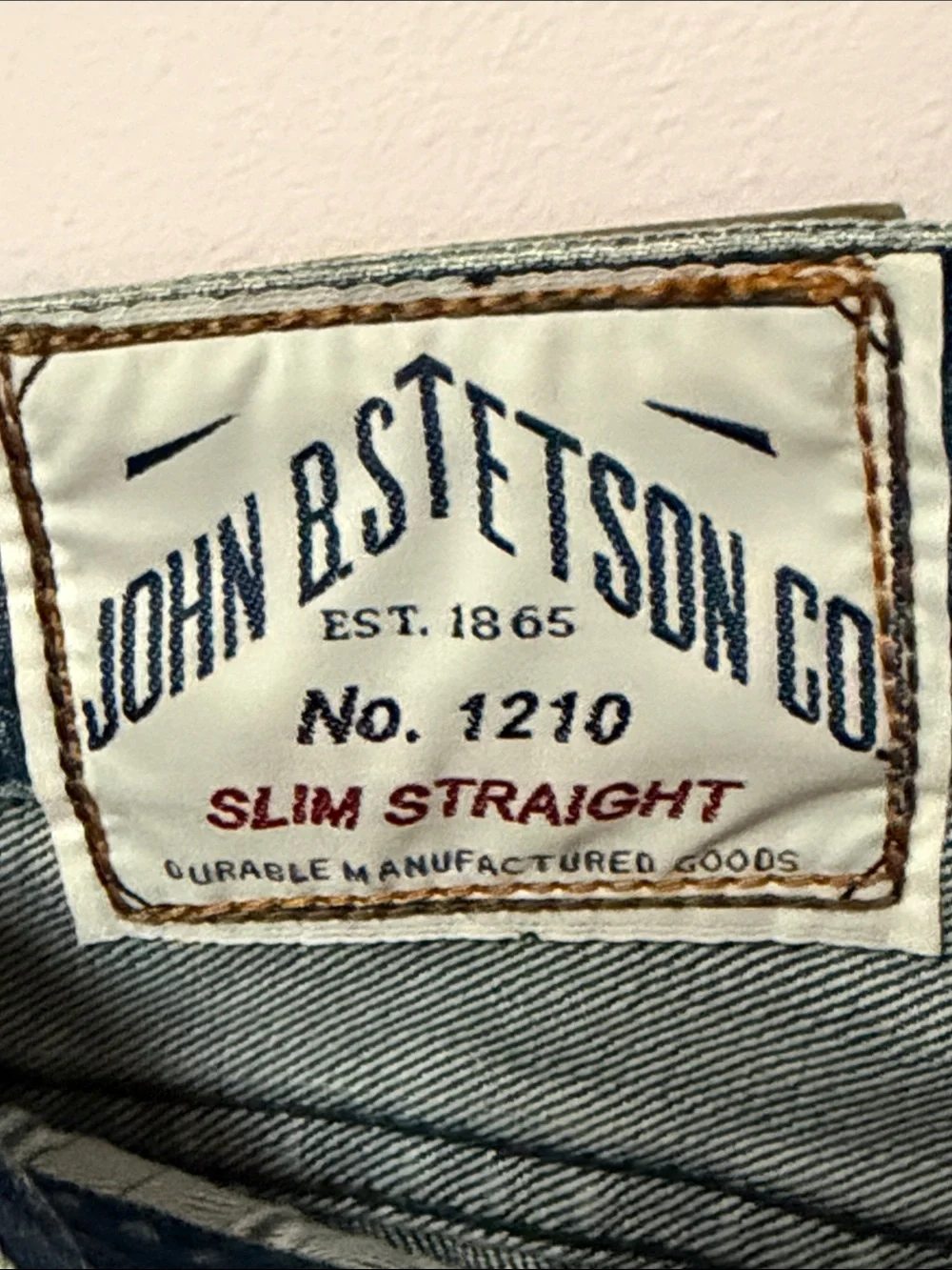 NWT John B Stetson 1210 straight fit men’s jeans